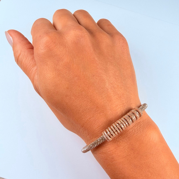 Dyadema Star Dust Swarovski Crystals Rose Gold, Sterling Silver Caviar Bracelet - Picture 11 of 12